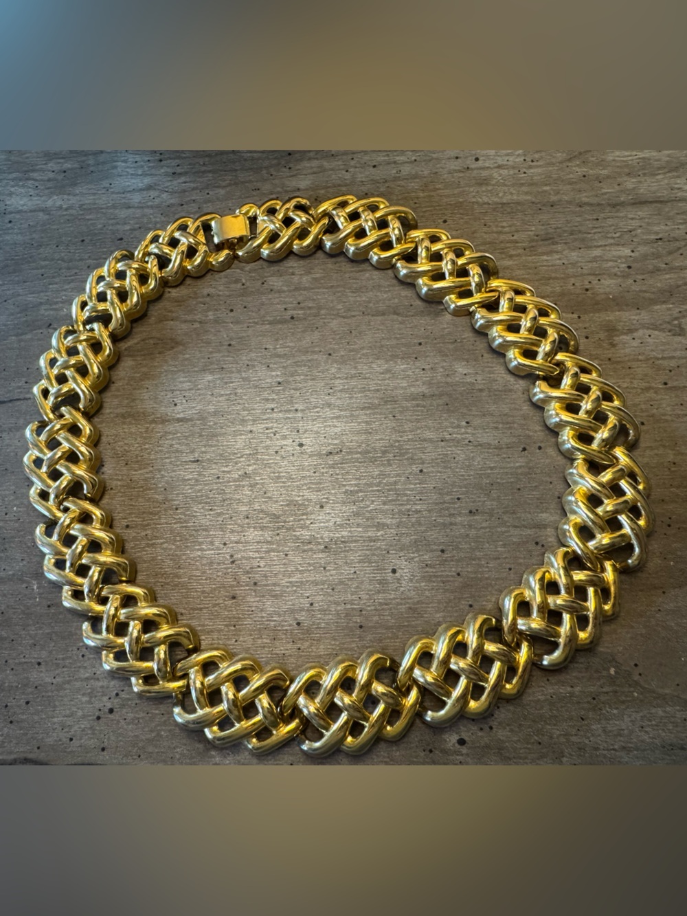 Gold Tone Statement Link Necklace - Picture 2 of 4